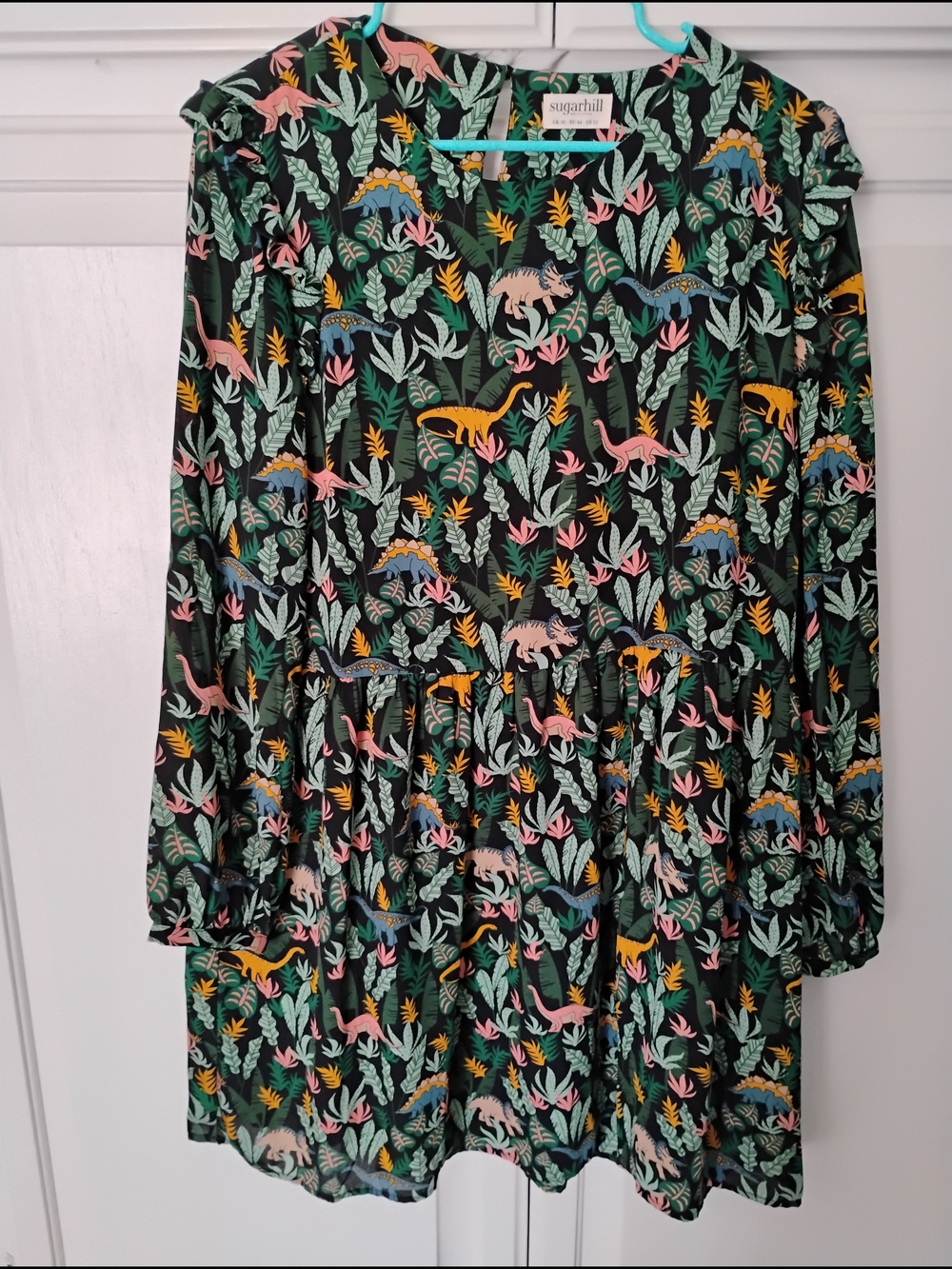 Sugarhill Studio Black Long-Sleeve Dino Floral Casual Dress